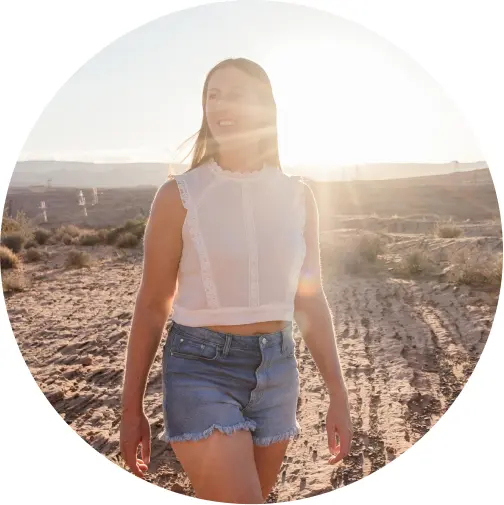 Onvida Health employee enjoying time outdoors in the Yuma desert at sunset