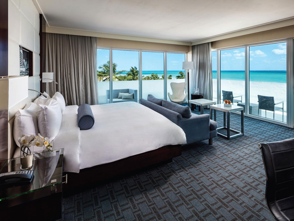 Ocean-view hotel guest room
