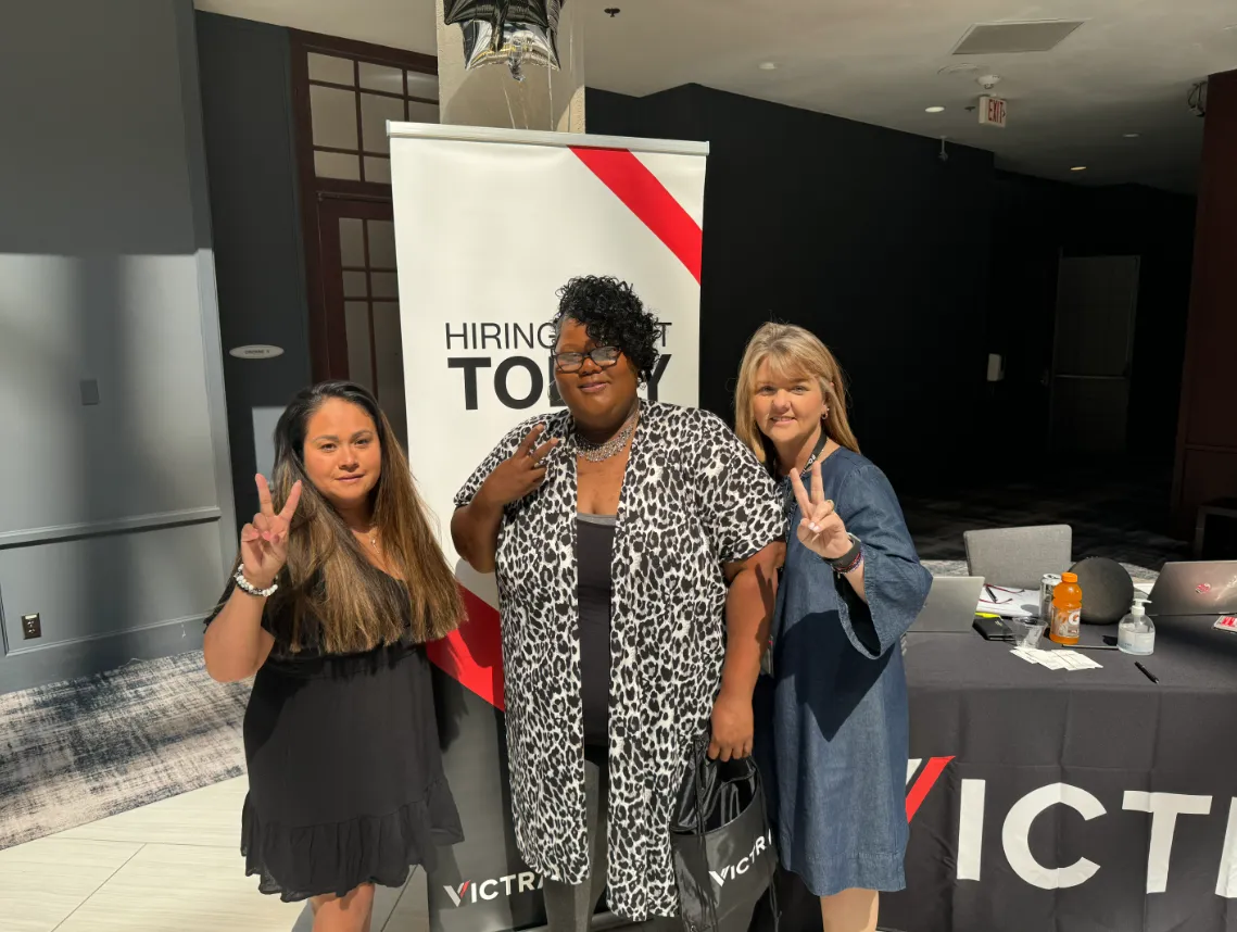 Victra hiring event with team members